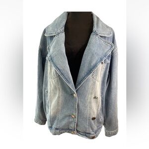 Blue B collection ladies‎ distressed denim jacket adjustable size S/M pockets